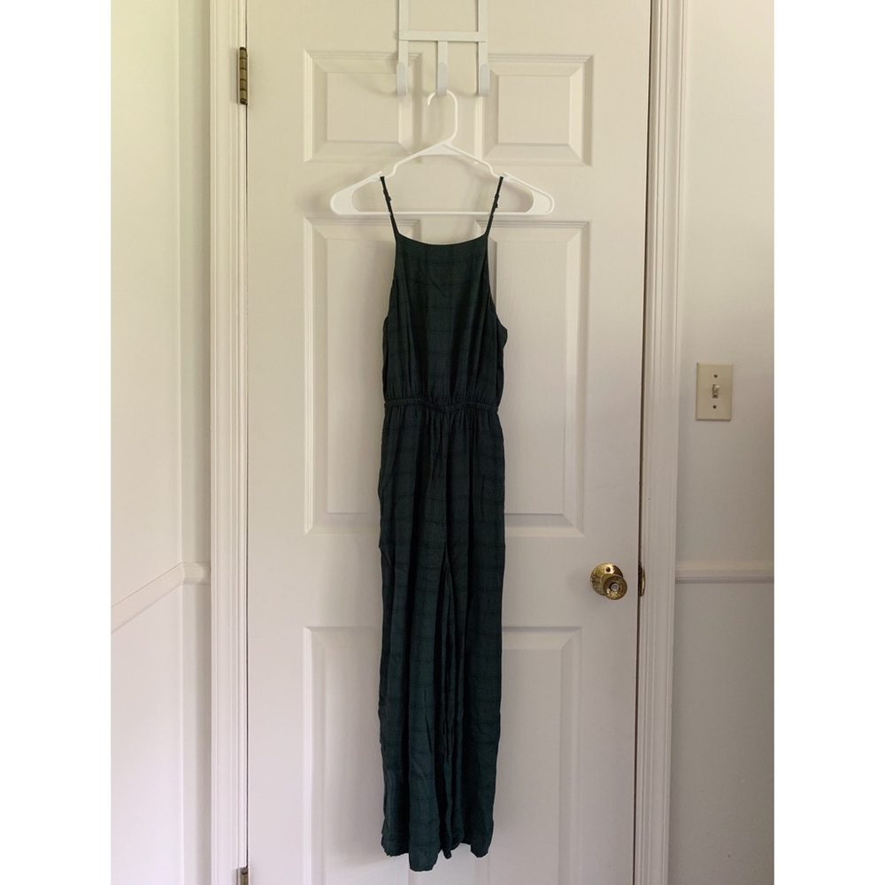 green + burnt orange jumpsuit